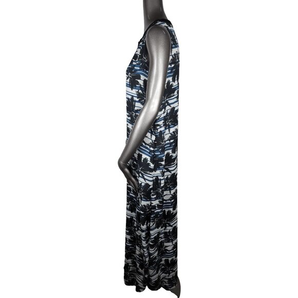 L'Agence Blue Tropical Maxi Beach Dress XS Palm Slits Sleeveless Extra Small - Picture 5 of 7